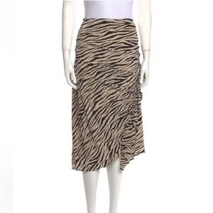 A.L.C. Silk Neutral Animal Print Midi Length Skirt Size 12